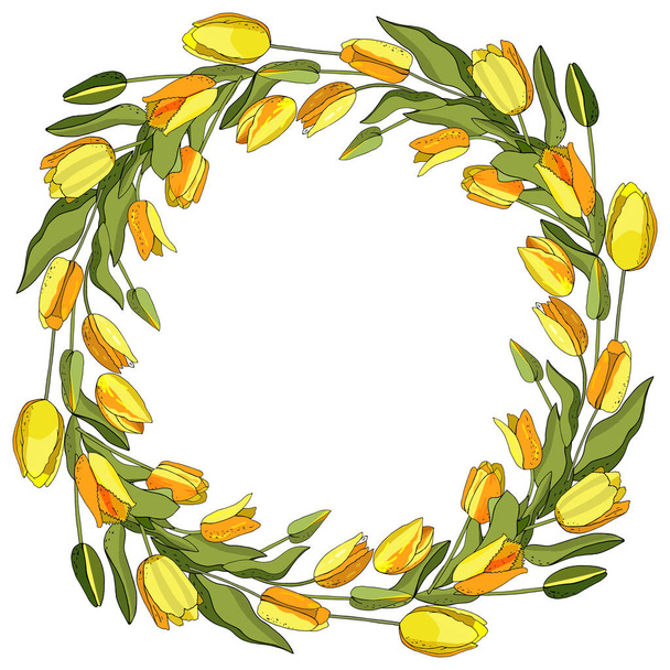 Stock floral frame from yellow cute tulips. - Vecteur, image