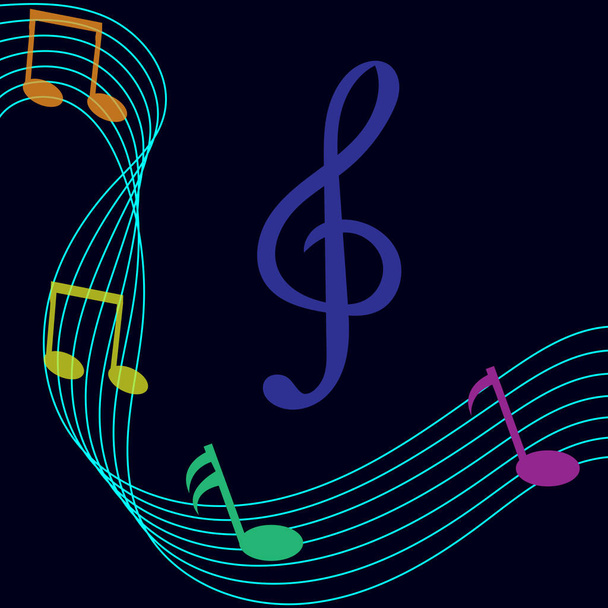 Fond musical abstrait pour votre design. Notes musicales colorées. Onde musicale. Illustration vectorielle - Vecteur, image