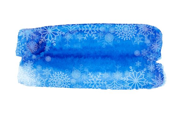 Aquarel splash textuur. Met de hand getrokken blob, vlek. Silhouetten van sneeuwvlokken. design element voor vakantie wenskaarten en uitnodigingen van Vrolijk Kerstfeest en Gelukkig Nieuwjaar en feestdagen, - Vector, afbeelding