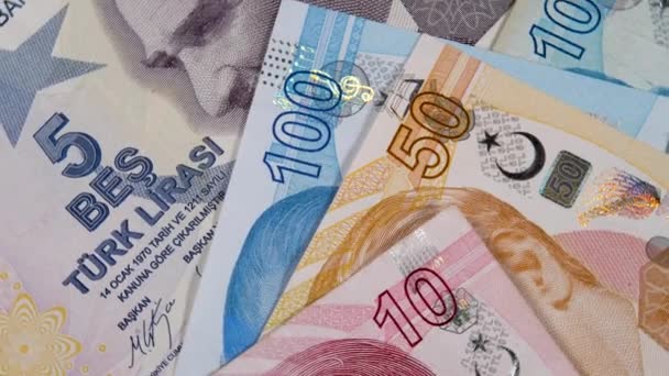 Turecki lira TRY papierowe pieniądze - Materiał filmowy, wideo