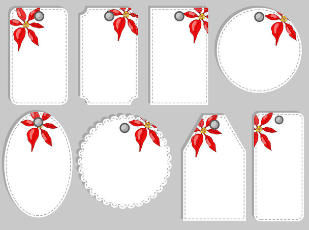 Set of Christmas and New Year tags. Blank and as a gift for a present. Paper festive labels. Flat design. Vector seasonal badge design. - Вектор, зображення