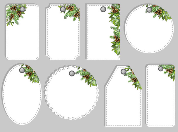 Set of Christmas and New Year tags. Blank and as a gift for a present. Paper festive labels. Flat design. Vector seasonal badge design. - Вектор, зображення