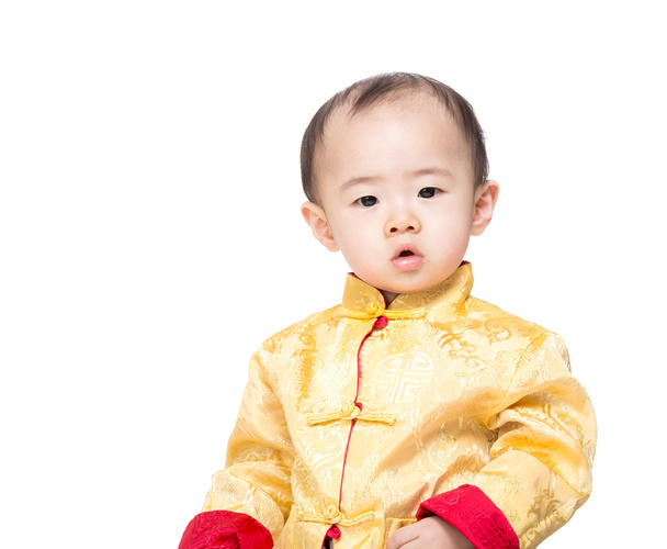Asian baby boy in traditional chinese costume - Foto, afbeelding