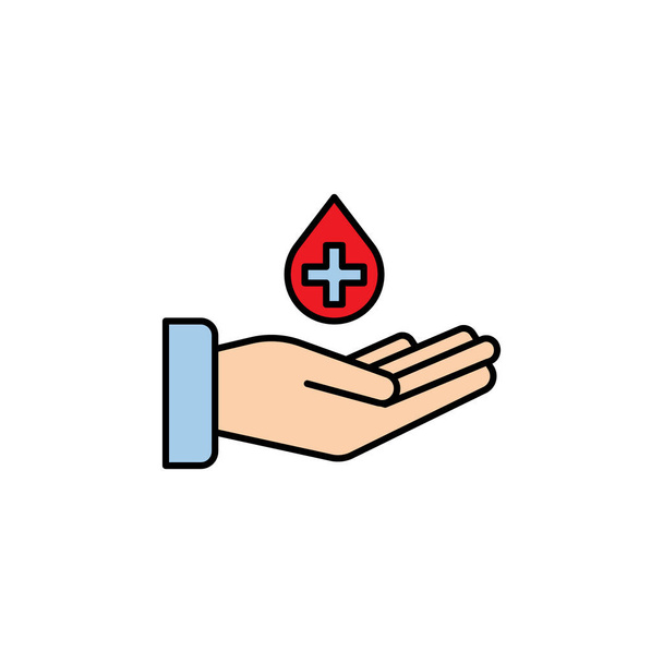 hand, bloed donatie lijn pictogram. Tekens en symbolen kunnen worden gebruikt voor web, logo, mobiele app, UI, UX op witte achtergrond - Vector, afbeelding