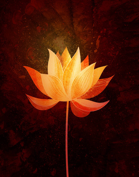 Beautiful watercolor of a Lotus flower on a dark retro background.Example for a postcard or background - Foto, immagini