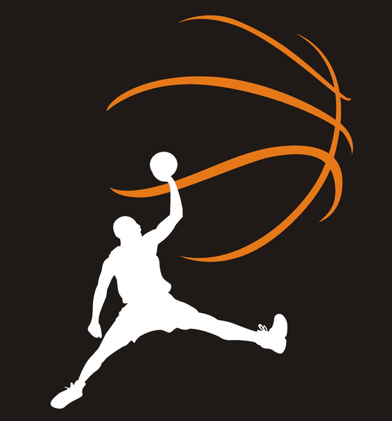 μπασκετμπολίστας σε ένα άλμα - Διάνυσμα, εικόνα