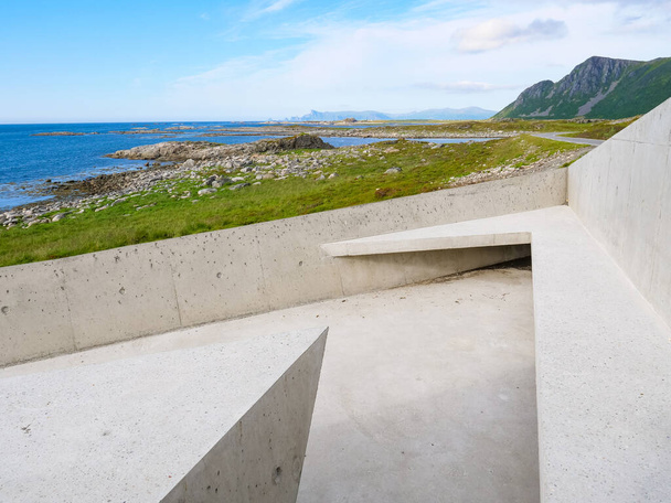 Bukkekjerka rest stop location, viewing point. Andoya island Vesteralen archipelago, Norway. - Фото, изображение