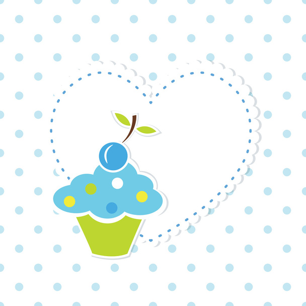 Baby background with cupcake - Διάνυσμα, εικόνα