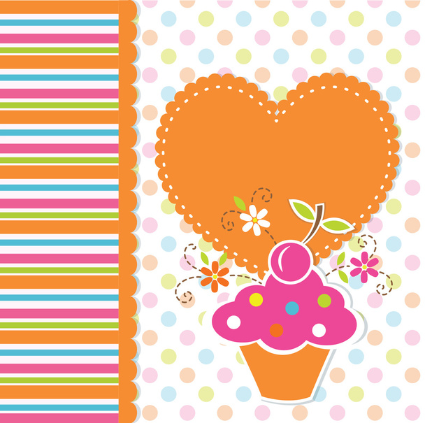 Cute cupcake background - Vector, imagen