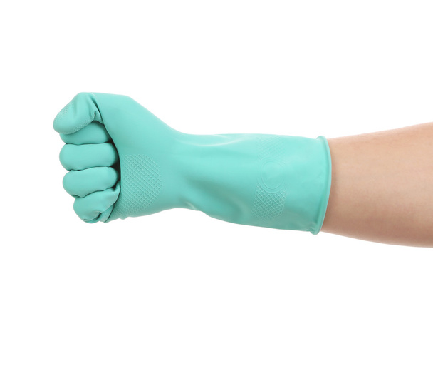 Fist hand in latex glove. - Foto, Bild