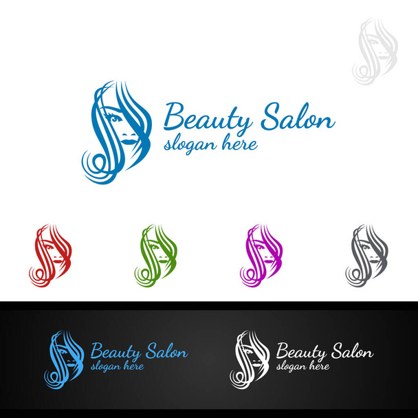 Logotipo de moda de salón para estilista de belleza, cosméticos o diseño boutique - Vector, imagen