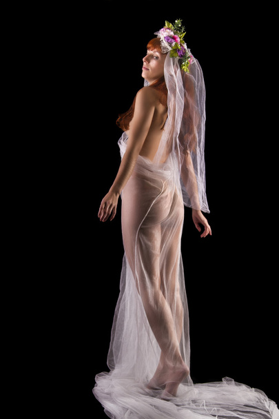 Girl with a transparent cloth - Foto, imagen