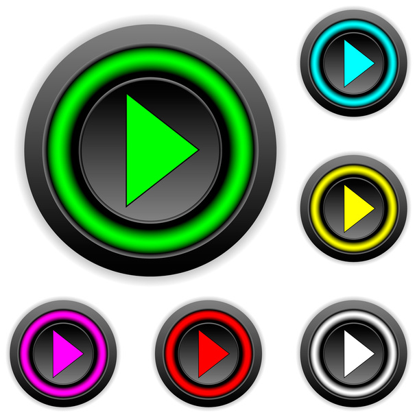 Play sign buttons set - Vector, afbeelding