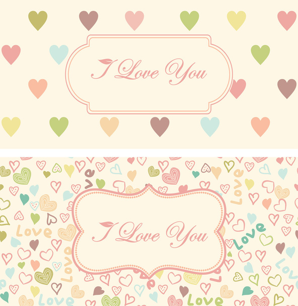 set of retro cute hearts pattern with a vintage frame for your l - Вектор, зображення