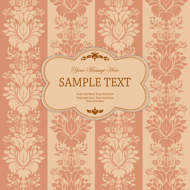 Wedding card or invitation with vertical seamless roses pattern - Vector, imagen