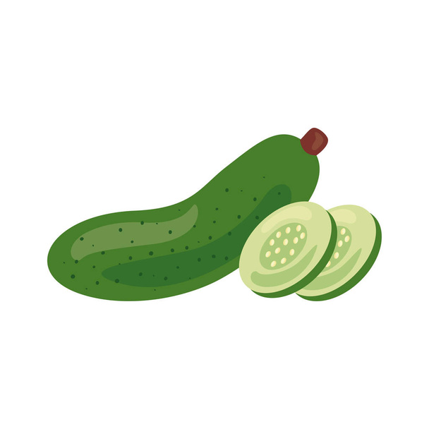 świeże warzywa ogórkowe zdrowa ikona żywności - Wektor, obraz
