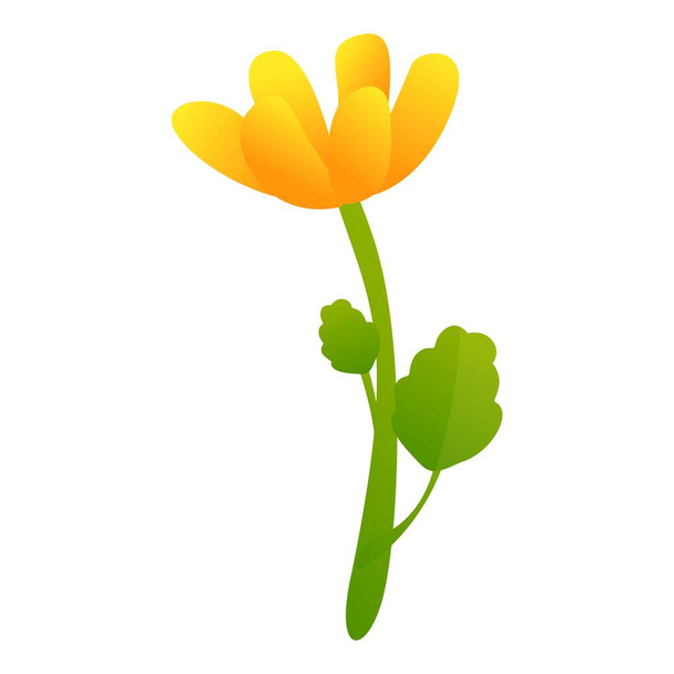 Celandine flower icon, cartoon style - Vetor, Imagem