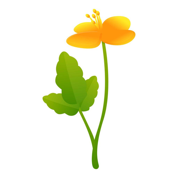 Celandine medicine flower icon, cartoon style - Διάνυσμα, εικόνα