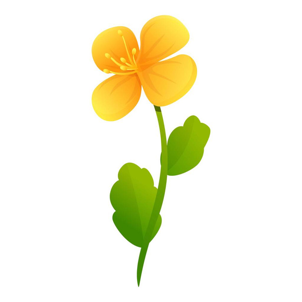 Celandine garden flower icon, cartoon style - Вектор,изображение