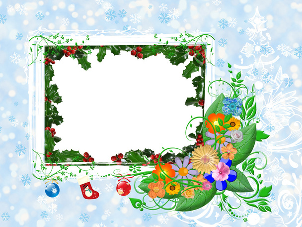Tarjeta para las vacaciones de invierno - tarjeta de Navidad con flores
 - Foto, Imagen