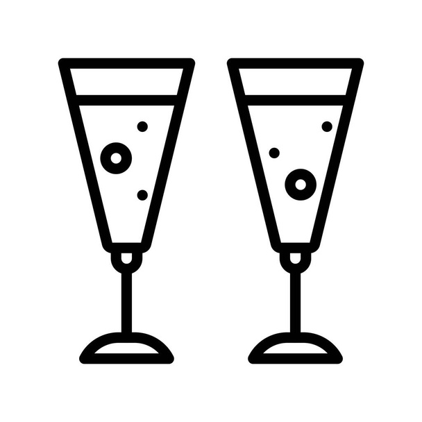 Sprankelende wijn icoon, Kerst eten en drinken vector illustratie - Vector, afbeelding