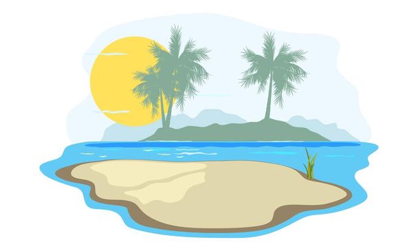 Cartoon desert island paradise - Vector, Image