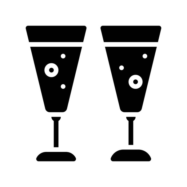 Icono de vino espumoso, comida de Navidad e ilustración de vectores de bebidas - Vector, imagen