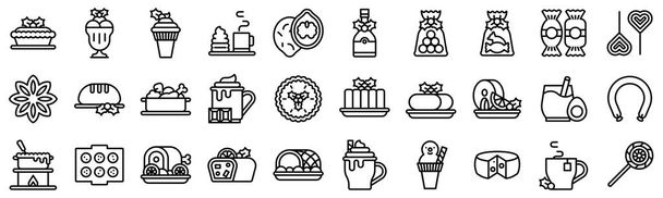 Noel yemeği ve içecek çizgisi simgesi 3, vektör illüstrasyonu - Vektör, Görsel