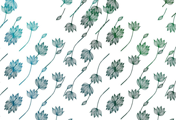 Light Blue, Green vector doodle pattern. Doodle illustration of leaves in Origami style with gradient. Pattern for coloring books and pages for kids. - Διάνυσμα, εικόνα