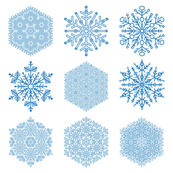 Ensemble de flocons de neige vectoriels - Vecteur, image