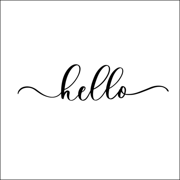 Hello hand lettering inscription with curls. - Vector, Image