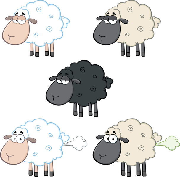 owce śmieszne kreskówka znaków zestaw kolekcja 1 - Zdjęcie, obraz