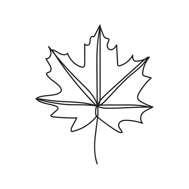 autumn leaf one line style icon - Vector, Image