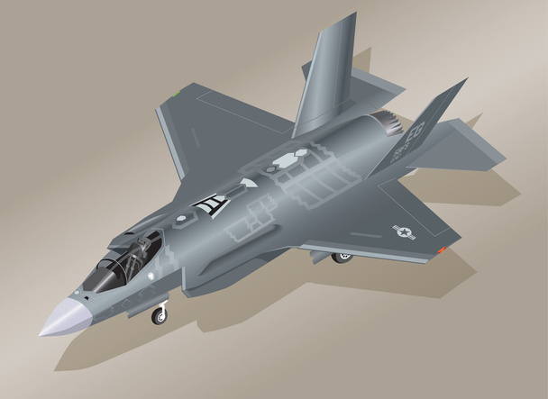 Illustration isométrique détaillée d'un avion de chasse F-35 Lightning II
 - Vecteur, image