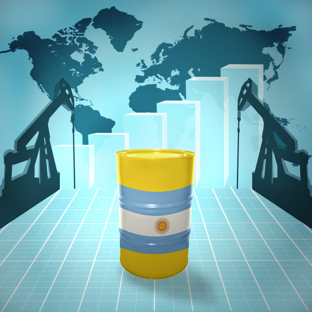 Нефтяной баррель с флагом Аргентины
 - Фото, изображение