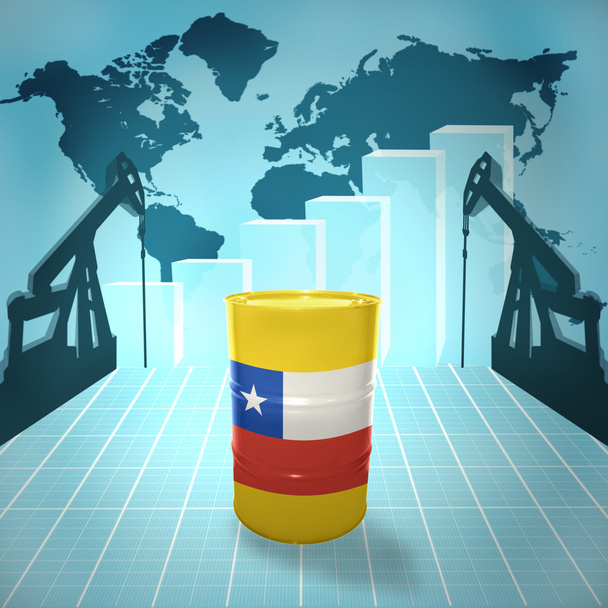 Oil barrel with Chilean flag - Fotoğraf, Görsel