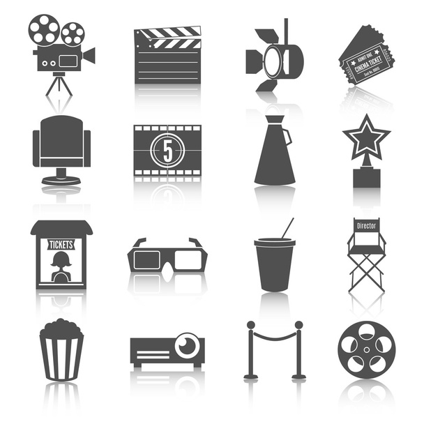Cinema conjunto de ícones de entretenimento
 - Vetor, Imagem