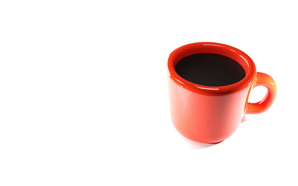 3 D illusztráció teszi fekete kávé piros kávé csésze - Fotó, kép