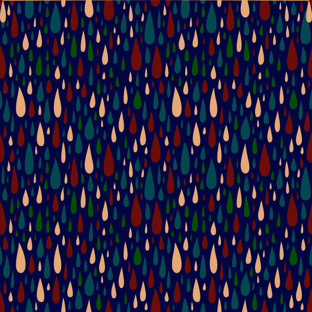 Farbige Regentropfen auf blauem Hintergrund - Vektor, Bild