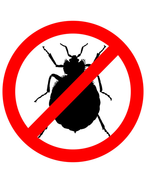 Prohibition sign for bedbugs on white background - Vector, Image