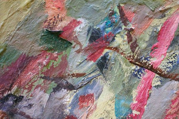 Close up de textura pintura a óleo com pinceladas e pinceladas paleta faca - Foto, Imagem