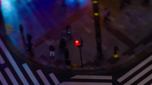 Az éjszakai időeltolódás a miniatűr forgalmi dugó a kereszteződés Ginza tiltshift panning - Felvétel, videó