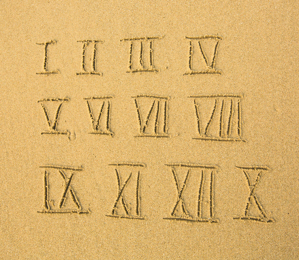 Roman numerals on  sand - Photo, Image