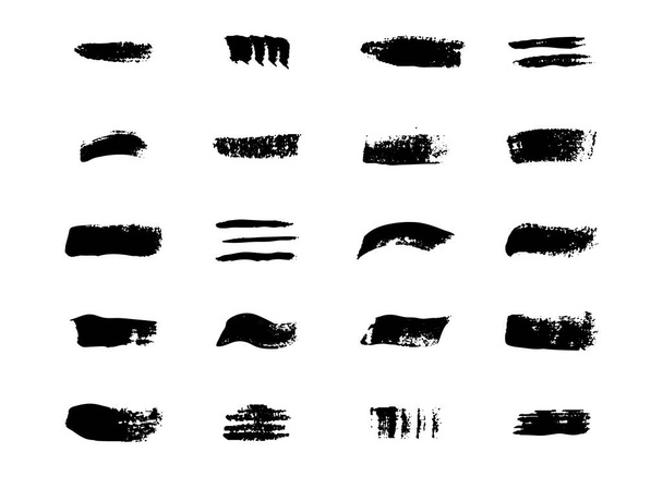 Brush strokes in black color. Grunge design elements. Speech bubbles. Dirty distress texture banners. Grungy painted texture. Vector illustration - Vector, Image