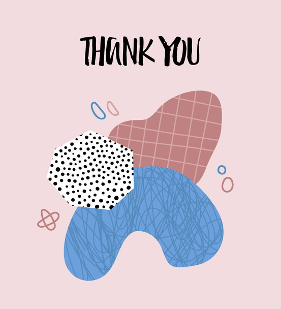 Thank you card with abstract collage ilustration.  - Vector, afbeelding