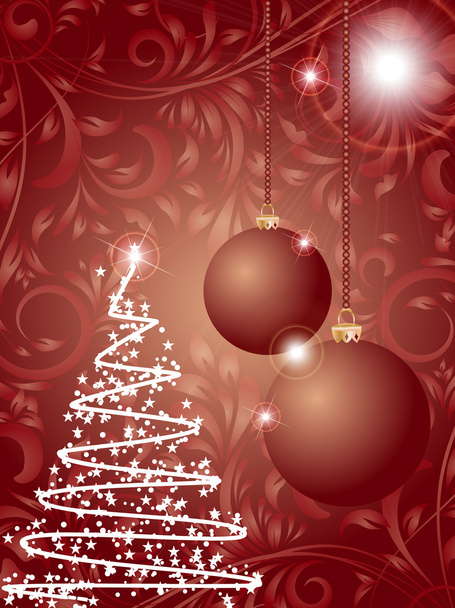Χριστουγεννιάτικη χοροεσπερίδα και δέντρο στο λουλούδι διακοσμητικά αφαίρεσης backgro - Διάνυσμα, εικόνα