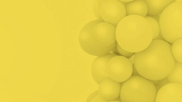 yellow balloons background, punchy pastel colored and soft focus. yellow and grey balloons photo wall birthday decoration. background Copy space. Web banner. Wedding party. 2021 trendy color - Φωτογραφία, εικόνα