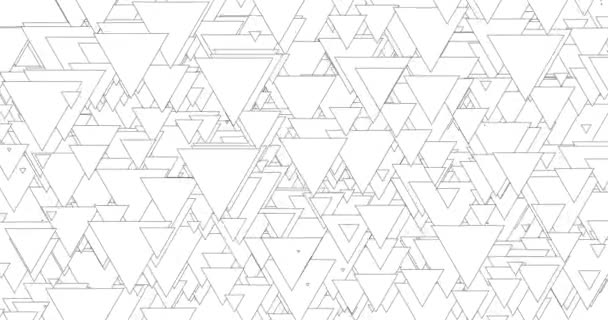 Esboços pretos de triângulos abstratos movendo-se lentamente sobre fundo branco. Movimento geométrico abstrato Animação 4k com formas de polígono. Protetor de tela moderno. - Filmagem, Vídeo