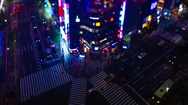 Éjszakai időeltolódás a Ginza tiltshift-i miniatűr kereszteződésnél. - Felvétel, videó