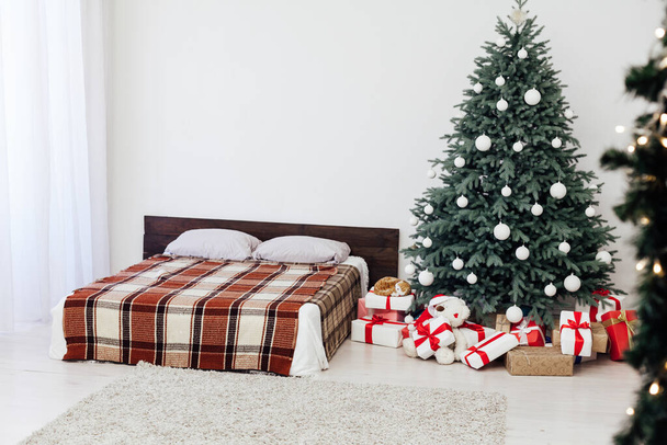 makuuhuone Joulukoristeet joulukuusi talvi uusi vuosi - Valokuva, kuva